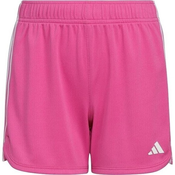 Adidas Girls Aeroready 3-Striped Pacer Mesh Gym Running Shorts Lucid Fuchsia L - Picture 3 of 5